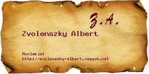 Zvolenszky Albert névjegykártya